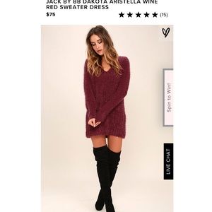JACK BY BB DAKOTA ARISTELLA WINE RED SWEATER DRESS